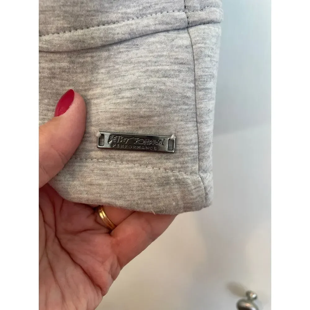 Betsey Johnson Performance Vest Gray Pockets Collar Zipper Solid Logo Small